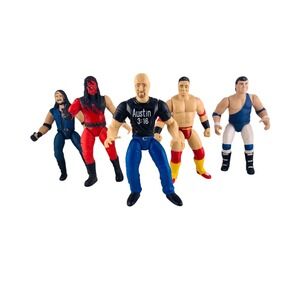 WWE WWF Jakks Pacific Wrestling Figure Lot 5 Stone Cold, Lawler, Kane, Shamrock